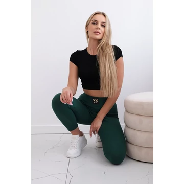 Sötétzöld bordás leggings, one size 
